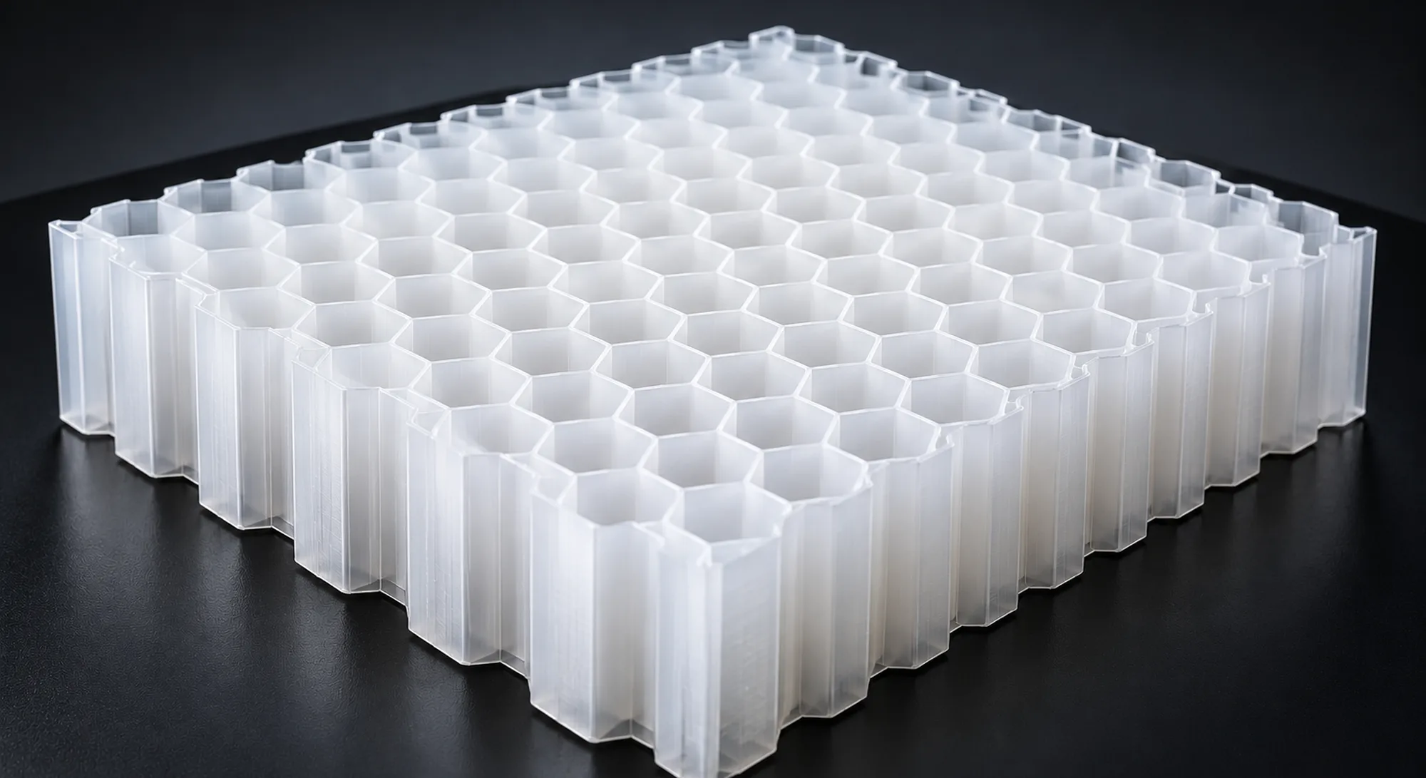 Polymeric engineered lightweight polypropylene thermoplastic honeycomb core.